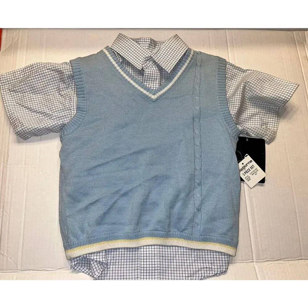 Claiborne Boys Blue Sweater Vest & Button Up Shirt 2-Piece Set Boys 6/7 Easter